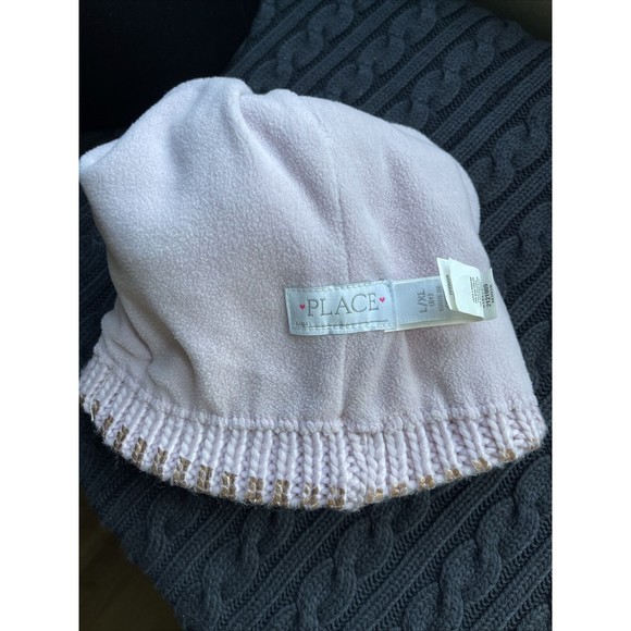 Place Girls Rose Gold Beanie Size Large 8+ Faux Fur Pompom - Picture 4 of 4